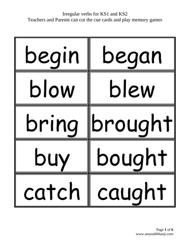 KS1 - test your knowledge in IRREGULAR VERBS