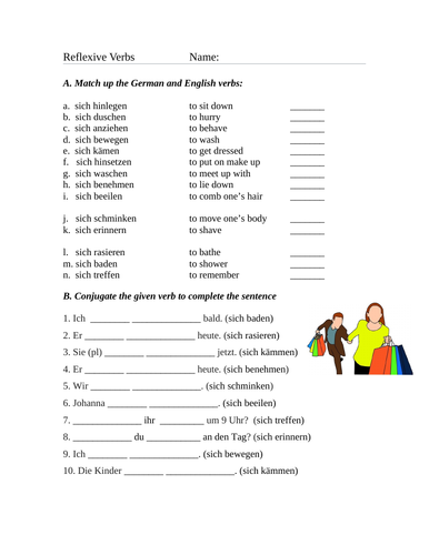 Worksheet 4 15 Reflexive Verbs Answer Key