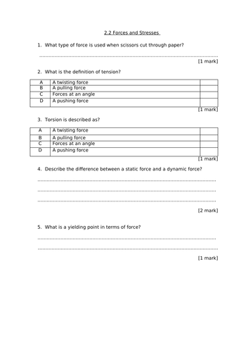 2.2 Forces and stresses
