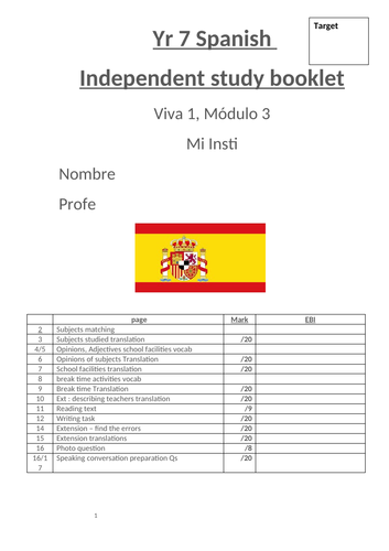 Viva 1 mod 3  Mi insti  -  School Self study booklet