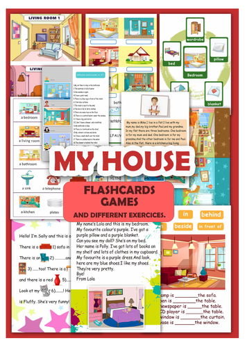 “Around the House” ESL Activities for Kids | Vocabulary Worksheet & Printab