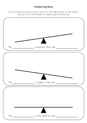 Comparing mass scales worksheet