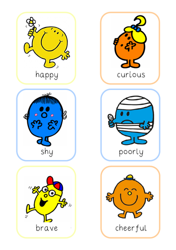 Emotion check in emotional regulation school Mr men emotions