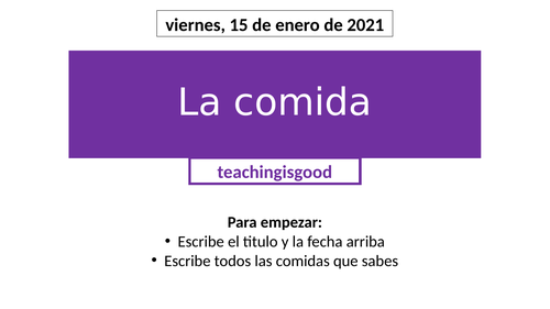 La Comida (GCSE / Pre-GCSE Spanish)