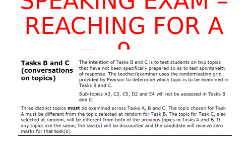 Edexcel International GCSE (9-1) Spanish - Tackling Tasks B & C - Sample sentences and practice