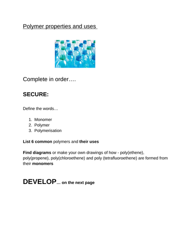 Edexcel polymer properties and resources