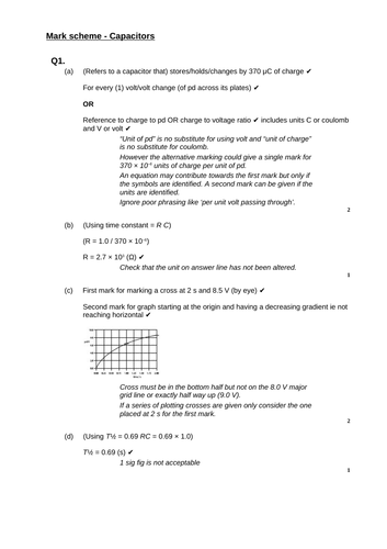 A level Physics - Fields (Chapter 23) Capacitors- Assessment