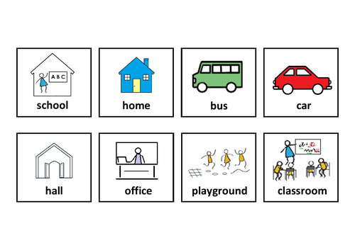 9 school location symbols for visual schedule/timetable - autism/ASC/SEN/TEACCH/SLD
