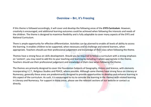 Brr, it's Freezing! | Curriculum Coverage Overview | EYFS