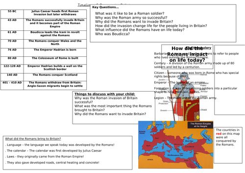 Year 4 Romans Knowledge organiser