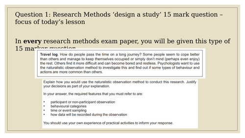 Psychology 'design a study' research methods essay
