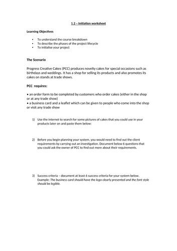 Cambridge Nationals in Information Technologies Taster Lessons for year 9 - Business Card/Leaflet