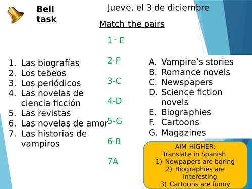 Y9 Spanish - Leer es un placer ( VIVA QA GCSE Foundation)