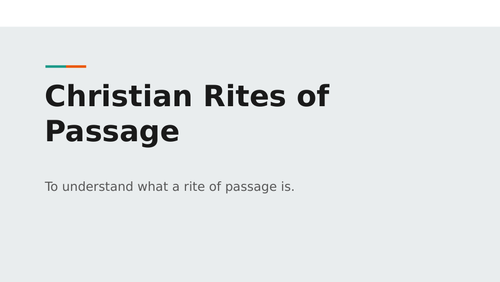 Christian Rites of Passage