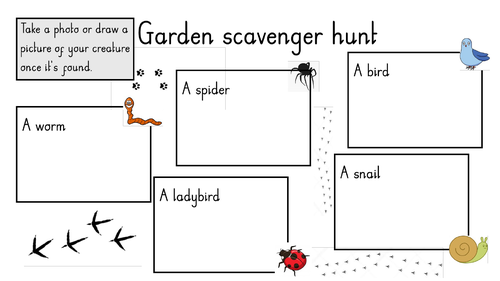 Various scavenger hunts  home learning