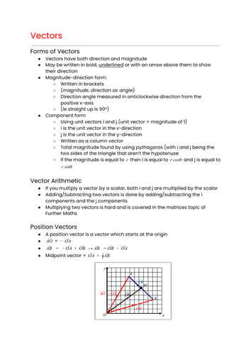 OCR MEI Mathematics: Year 1 (AS) Pure - Vectors Cheat Sheet