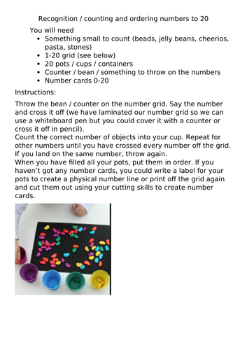 Maths activity for home-learning EYFS