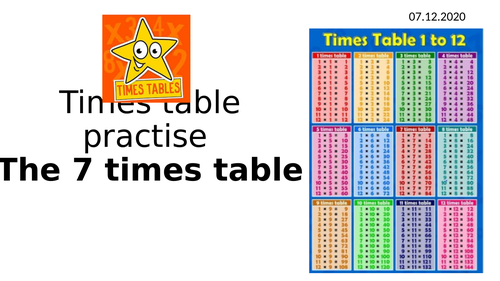 7 times tables for the whole week!