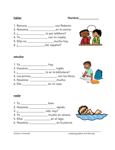 spanish present tense verbs worksheets 20 common verbs regular irregular teaching resources