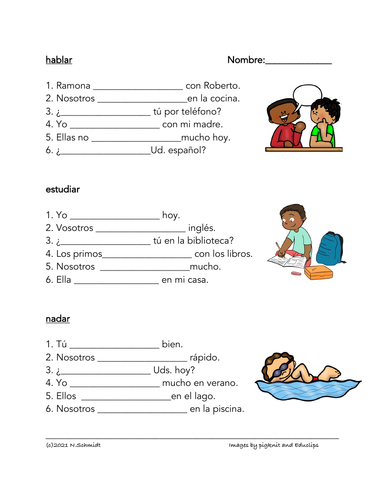 Spanish Present Tense Verbs Worksheets: 20 Common Verbs (Regular + Irregular)