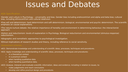 A-A* Free Psychology  Issues and Debates