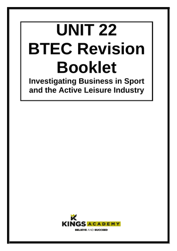 BTEC Sport Nationals Unit 22 Revision Booklet