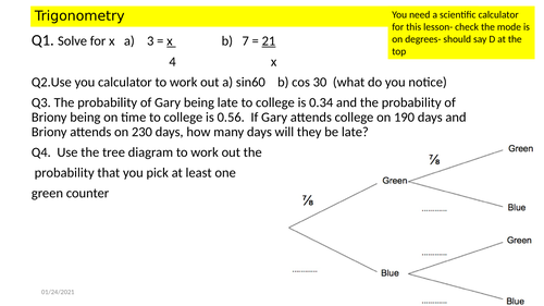 Trig missing sides-low group