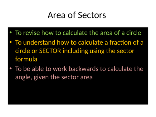area of  a sector