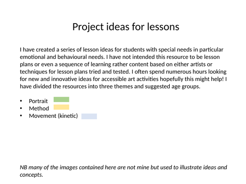 SEN art ideas for secondary school level