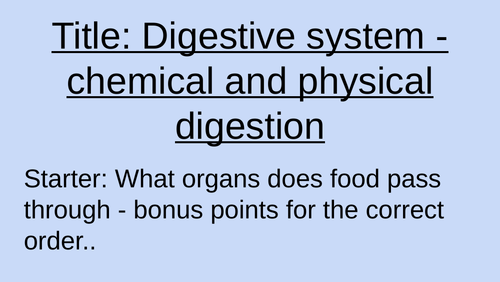 Digestive system, chemical and physical digestion