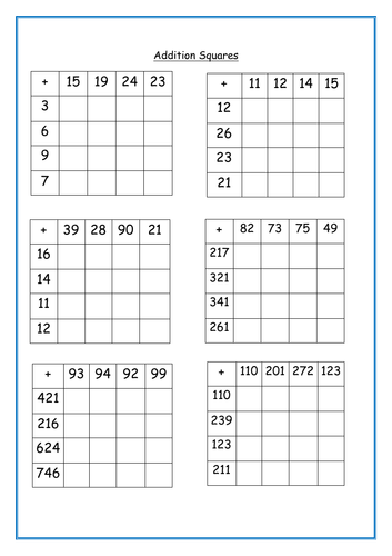 addition-squares-teaching-resources