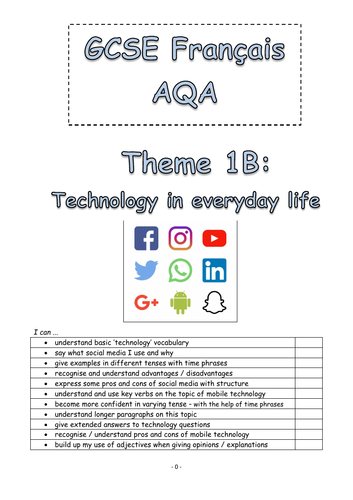 French KS4: Technology in Everyday Life 1B
