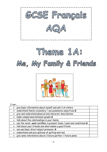 French KS4: Me, My Family and Friends 1A