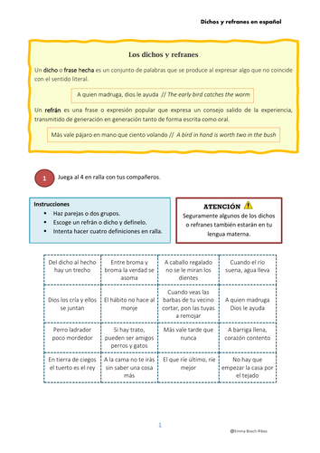 Dichos y refranes en español (spanish)