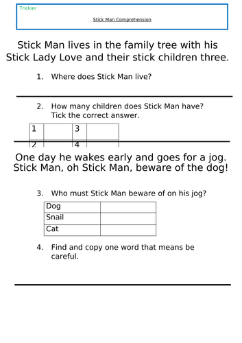 Stick Man comprehension and VIPERS