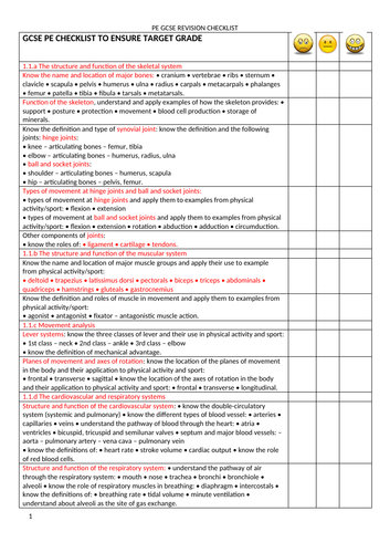 ocr gcse pe coursework checklist