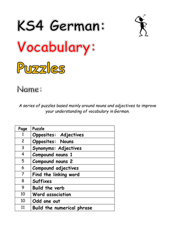 German KS4: Vocabulary Puzzles for GCSE