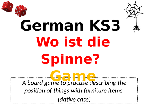 German KS3: Prepositions 'Wo ist die Spinne?' Game
