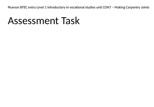 BTEC CON07 Carpentry Joints assessment task materials