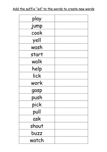 Suffixes Adding ed