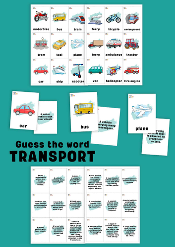 Transport. Guess the word game.