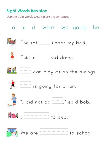 Reading Cloze Sight Words