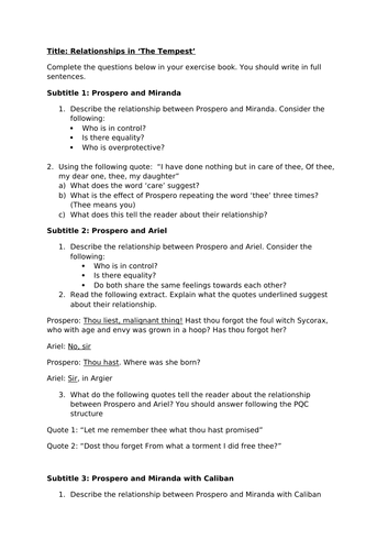 The Tempest - Relationships