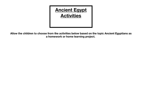 Ancient Egypt Home Learning Activity Mats