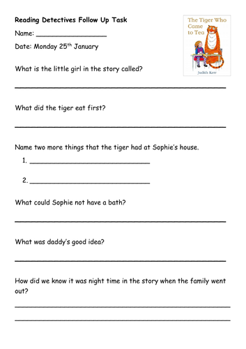 The Tiger Who Came to Tea Guided Reading Questions