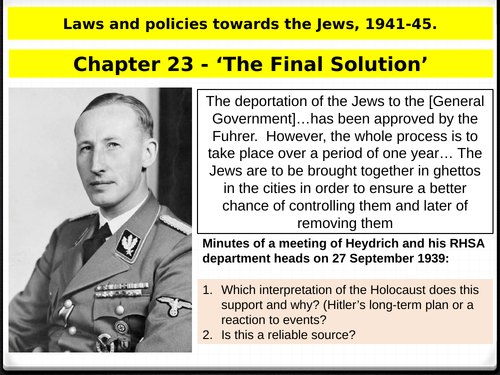 The Final Solution lesson focusing on the development of Nazi policy towards the Jews 1941 onwards