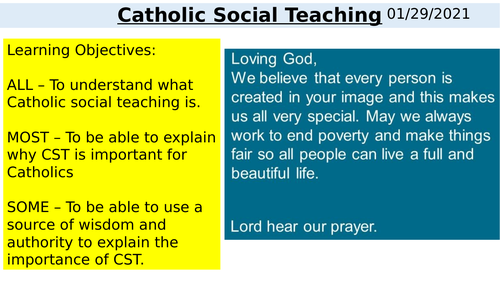 Catholic Social Teaching - Edexcel Spec A GCSE