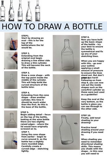 Bottle Drawing - Observational Drawing