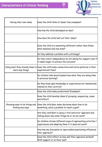 Characteristics of Critical Thinking