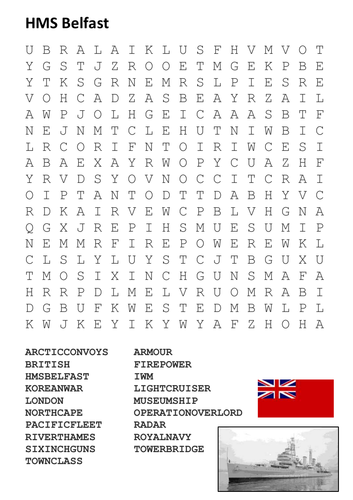 HMS Belfast Word Search